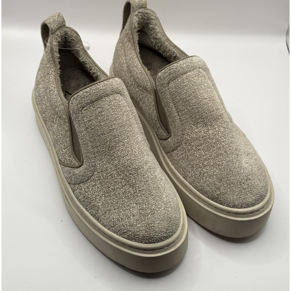 New Aquatalia Lida Low Top Slip On Textile Textured Platform Pearl Beige Sneaker - Picture 1 of 10